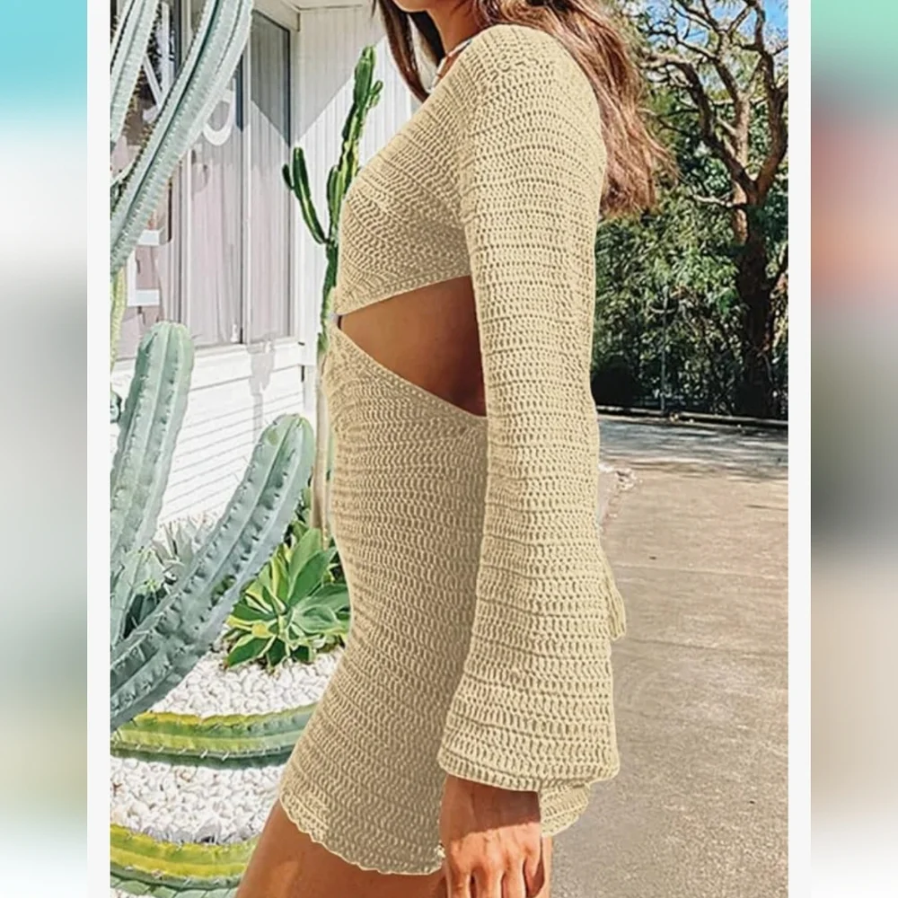 Summer Swimsuit Coverup‎ Sexy Beach Crochet Dress